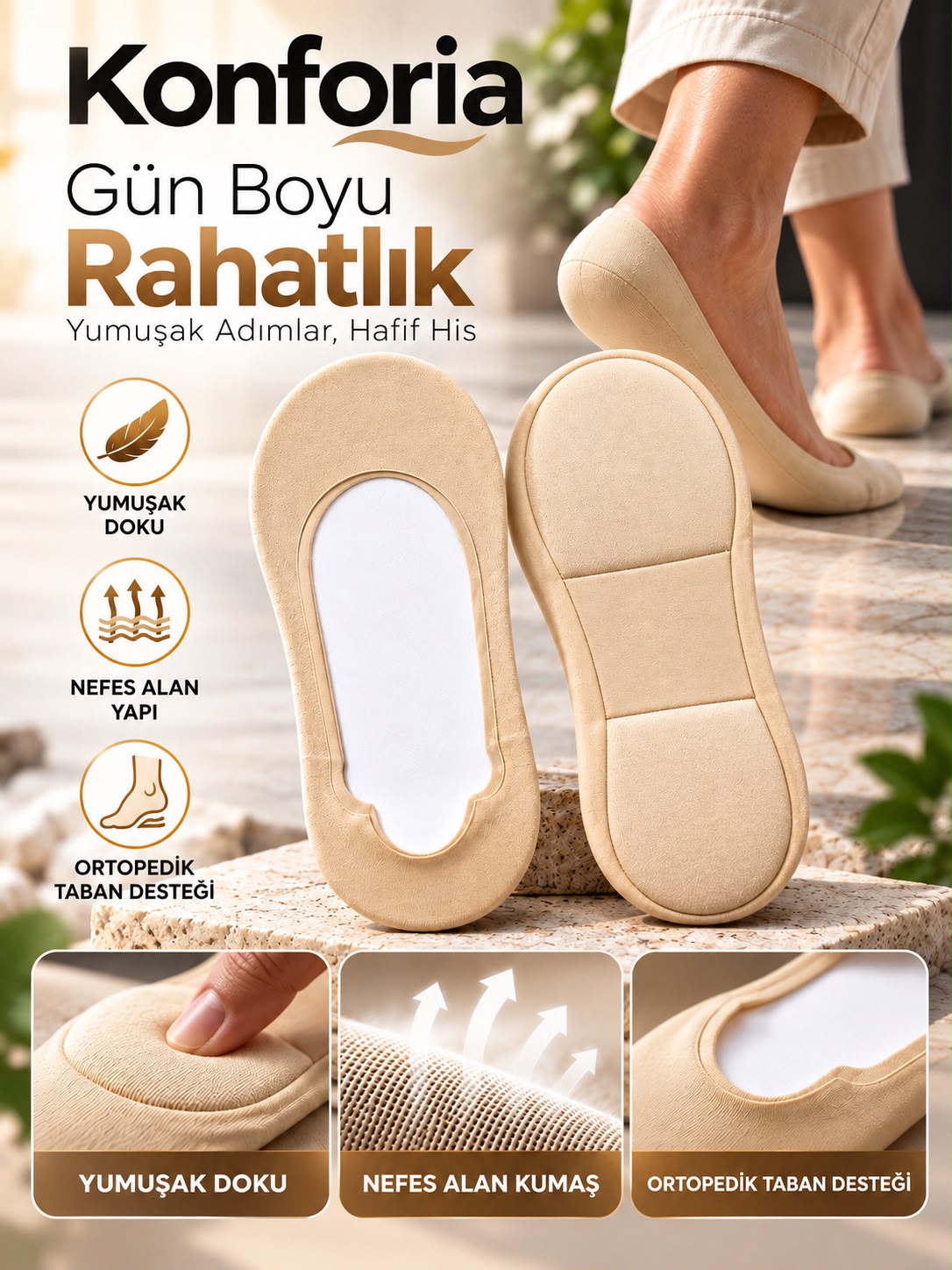 Konforia Ortopedik Yastık Tabanlı Konfor Çorabı